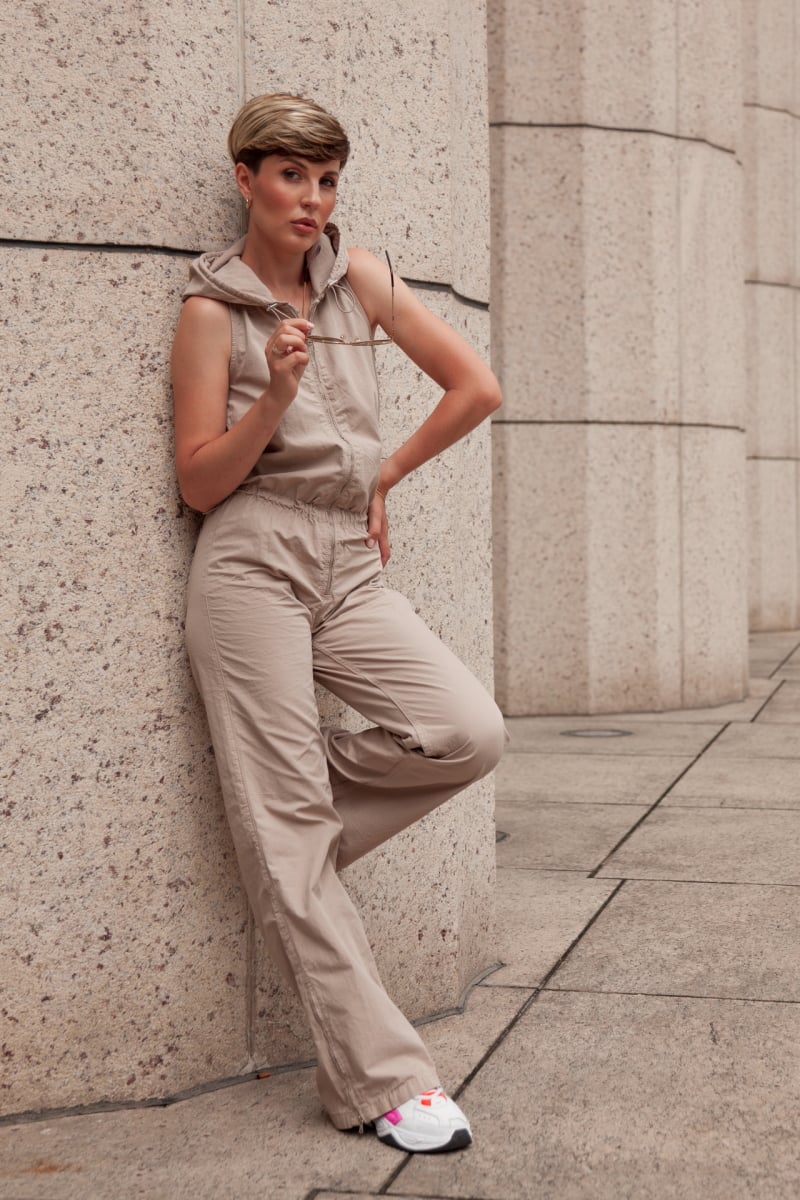 Shanghai downtown minimalistic photography of a beautiful woman AlCl23